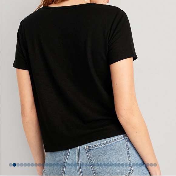 NWT OLD NAVY Linen-Blend V-Neck Henley T-Shirt Black JACK SIZE XTRALARGE - Picture 3 of 5